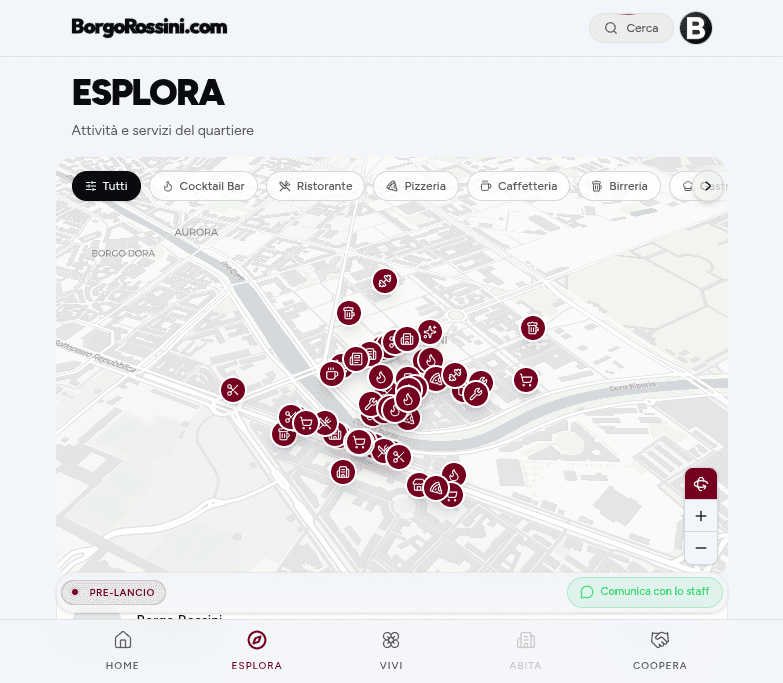 Mappa interattiva del quartiere — Desktop