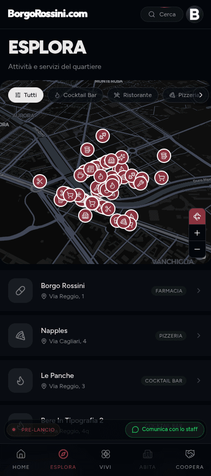 Mappa interattiva — Mobile Dark